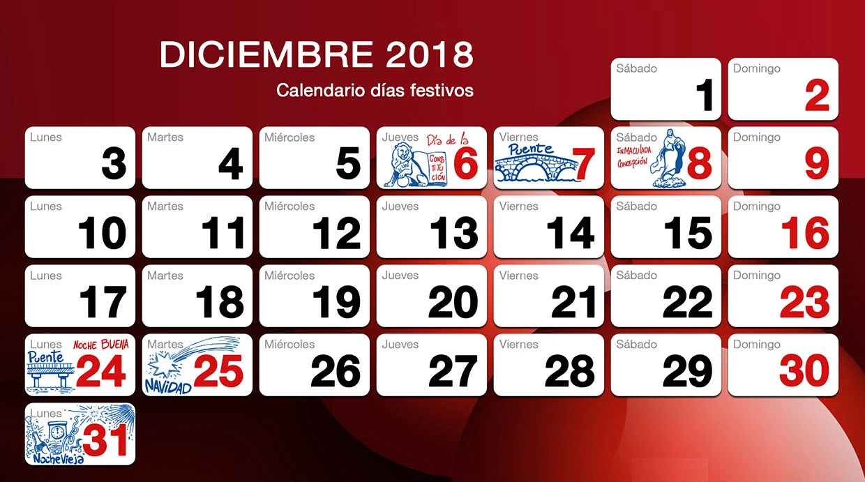 FESTIVOS DE DICIEMBRE 2018 EN HERCO