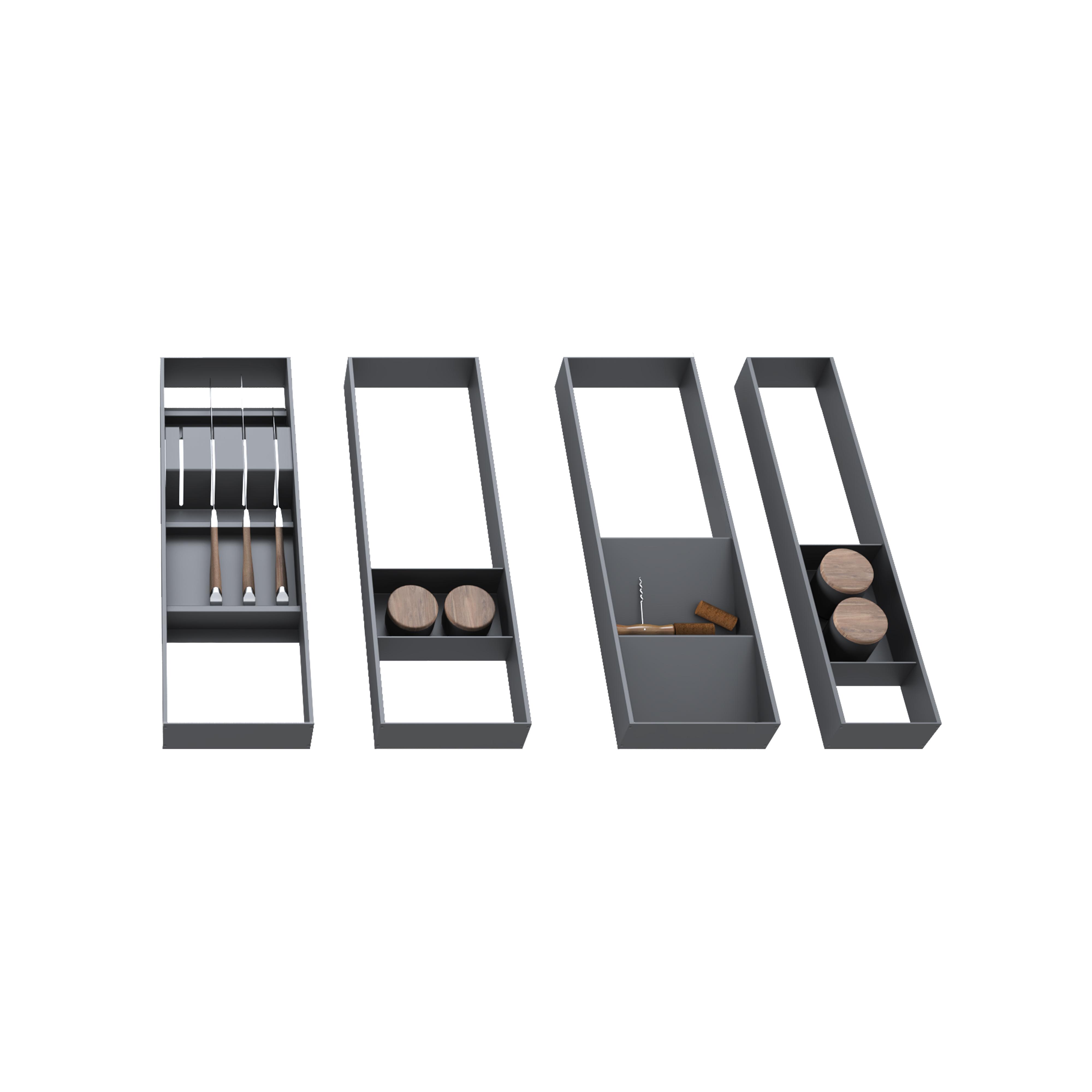 EMUCA portaplatos orderbox para cajón, 120x470mm, aluminio y plástico, gris  antracita
