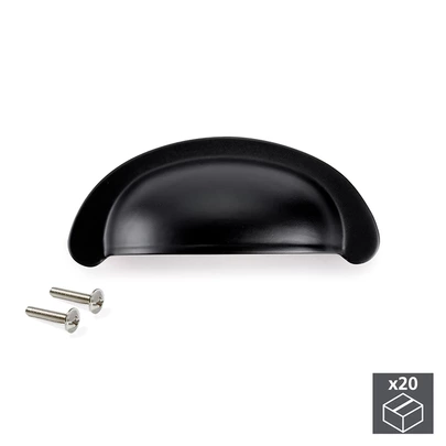 Emuca Lote de 20 tiradores para mueble Marrakech, L77mm, intereje 64mm, Zamak, Negro