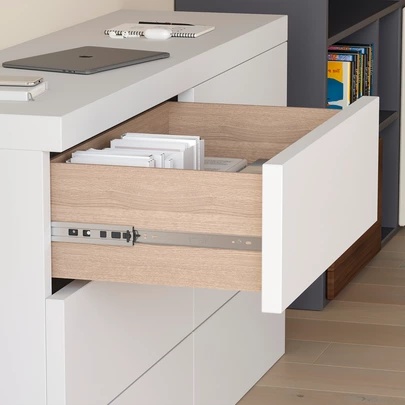 Emuca Lote de 5 juegos de guías para cajones, de bolas, altura 45mm, profundidad 500mm, extracción total, con push, cierre suave, Cinca