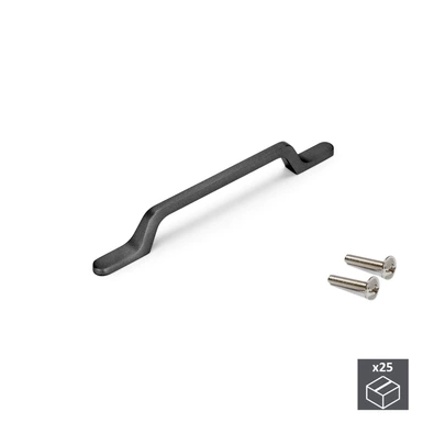 Emuca Lote de 25 tiradores para mueble Osaka, L192mm, intereje 128mm, Aluminio, Gris oscuro