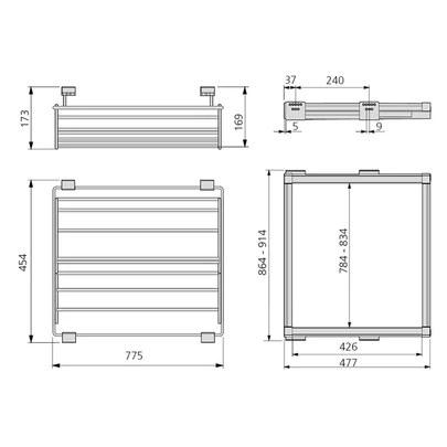 Emuca Kit de zapatero metálico y bastidor de guías para armarios Moka, cierre suave, regulable, módulo de 900mm, Acero y aluminio, Colo