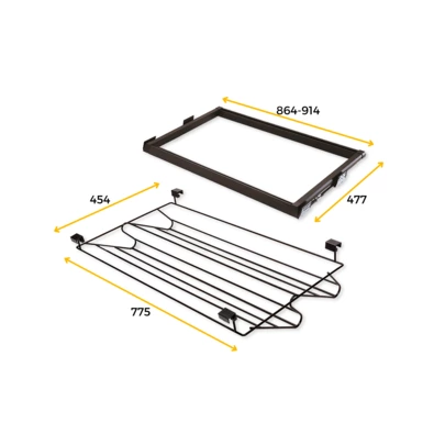 Emuca Kit de zapatero metálico y bastidor de guías para armarios Moka, cierre suave, regulable, módulo de 900mm, Acero y aluminio, Colo