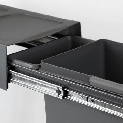 Emuca Contenedor de reciclaje para fijación inferior y extracción manual en mueble de cocina Recycle 1x20litros, Plástico gris antracit