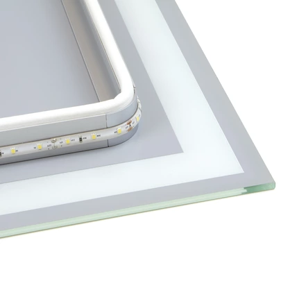 Emuca Espejo de baño Hercules con iluminación LED frontal y decorativa, rectangular 600 x 800 mm, AC 230V 50Hz, 45 W, Aluminio y Crista