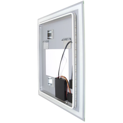 Emuca Espejo de baño Hercules con iluminación LED frontal y decorativa, rectangular 600 x 800 mm, AC 230V 50Hz, 45 W, Aluminio y Crista