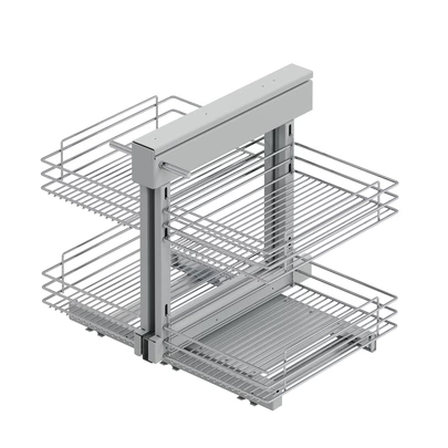 Emuca Sistema de rincón extraíble Suprastar para mueble de cocina, Izquierda, Cromado, Acero