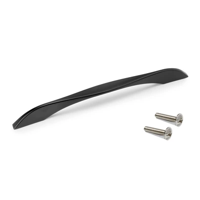 Emuca Lote de 20 tiradores para mueble Varna, L247mm, intereje 224mm, Zamak, Pintado negro
