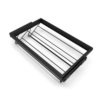 Emuca Kit de zapatero metálico y bastidor con guías cierre suave para armario, regulable, módulo 800mm, Negro texturizado
