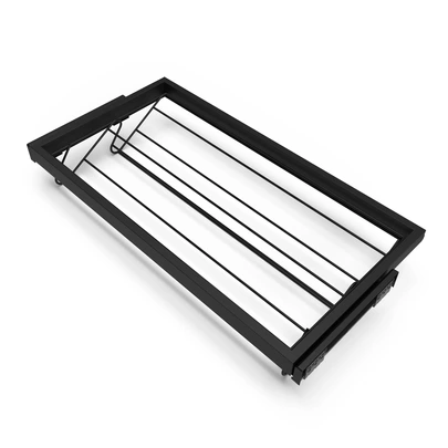 Emuca Kit de zapatero metálico y bastidor con guías cierre suave para armario, regulable, módulo 900mm, Negro texturizado