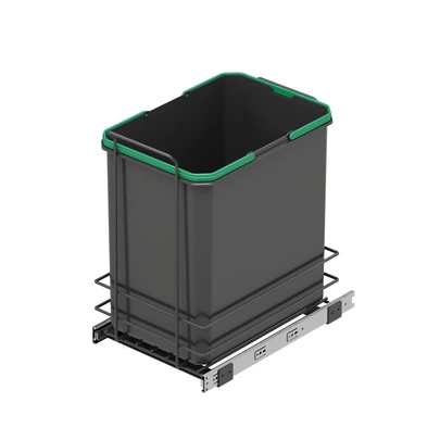 Emuca Contenedor de reciclaje para fijación inferior y extracción manual en mueble de cocina Recycle 1x35litros, Plástico gris antracit