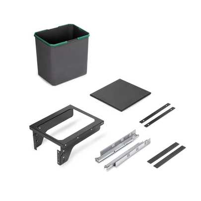 Emuca Contenedor de reciclaje para fijación lateral en mueble de cocina Recycle 1x35litros, Acero, Plástico gris antracita