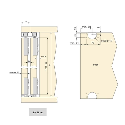 Emuca Kit de herrajes para armario 2 puertas correderas y cierre suave  Flow2 con carriles de superficie 2.35m, tableros no incluidos, Pintado  negro