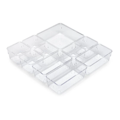 Emuca Kit de 10 Cubos organizadores Cube para cajón, Plástico, Transparente