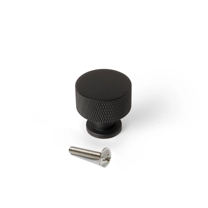 Emuca Lote de 10 pomos para mueble Argos, diámetro 30mm, Aluminio, Pintado negro