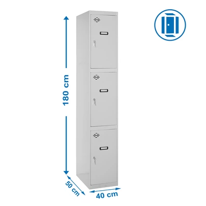 Simonlocker prof.dism.3 puerta 1/3 400 in gris 1800x400x500