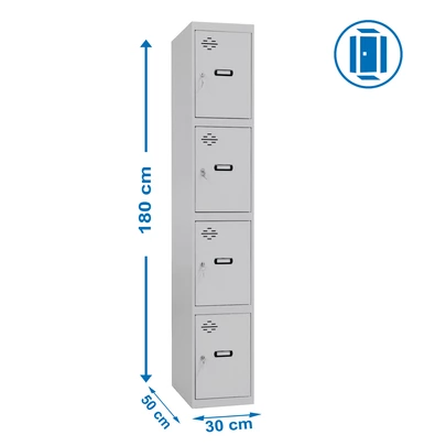 Simonlocker prof.dism.4 puerta 1/4 300 in gris 1800x300x500