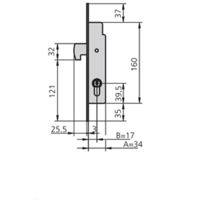 Cerradura embutir met hn 17 mm cvl