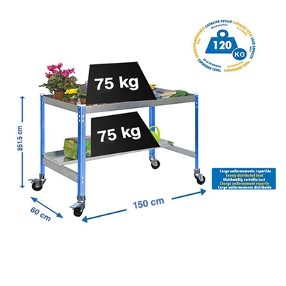 Simongarden desk mob. 1500x600 azul/galva 875x1500x600