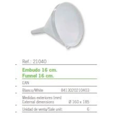 Embudo Famesa Plastico 21030-16 Blanco