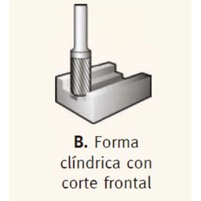 Fresa Metal Duro Forma B clíndrica con corte frontal