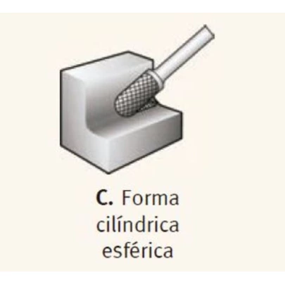 Fresa Metal Duro Forma C cilíndrica esférica