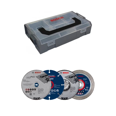 Maletín BOSCH Mini L-Boxx + discos para amoladora GWS-12V Ø76mm