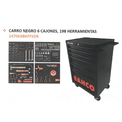 CARRO BAHCO BAHCO 6 CAJONES+HERRAMIENTAS NEGRO