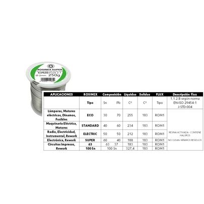 Estaño Rollo Super Sn60 Pb40 1mm 250Grs