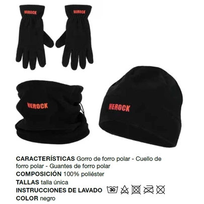 Pack Invierno Herock Gorro-Guantes-Braga con Forro Polar