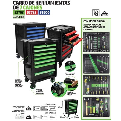 Carro Herramientas 7 Cajones Dotado Con Herramientas