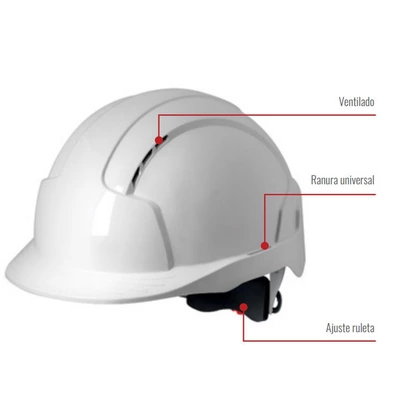 Casco Evolite Ventilado con Ruleta Blanco