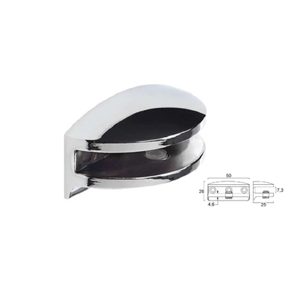 Soporte Cristal 6 mm Cromado