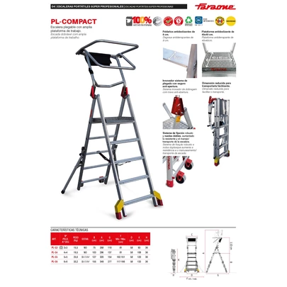 Escalera plegable PL Compact con amplia plataforma FARAONE
