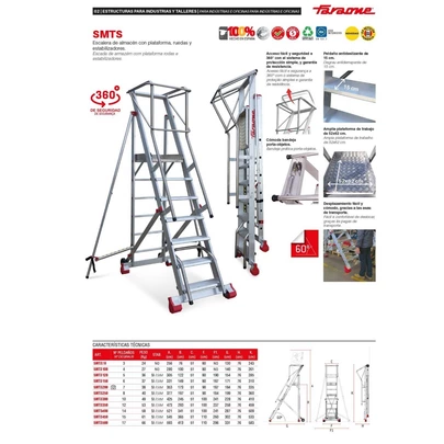 Escalera de almacén SMTS con plataforma y ruedas FARAONE