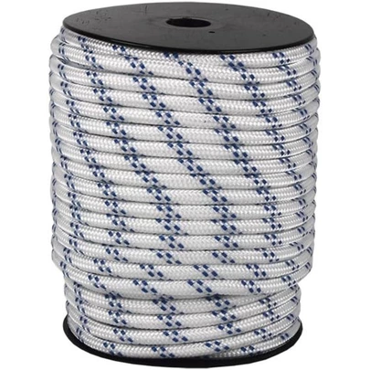 Rollo Cuerda y Alma Textil Poliester 8mm x 100m Blanco/Azul