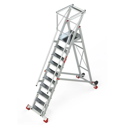 Escalera de almacén SMTS con plataforma y ruedas FARAONE