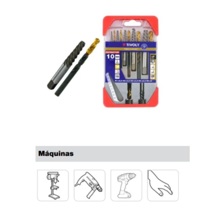 Estuche Kit Extractor Hss Juego 10 Tivoly