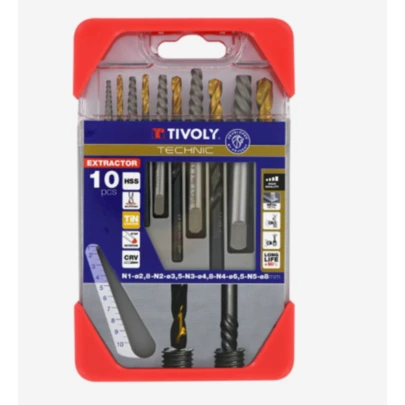 Estuche Kit Extractor Hss Juego 10 Tivoly