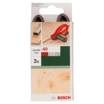 Set de 3 bandas de lija para Black+Decker Powerfile, calidad roja13 x 451 mm; G = 40, para madera