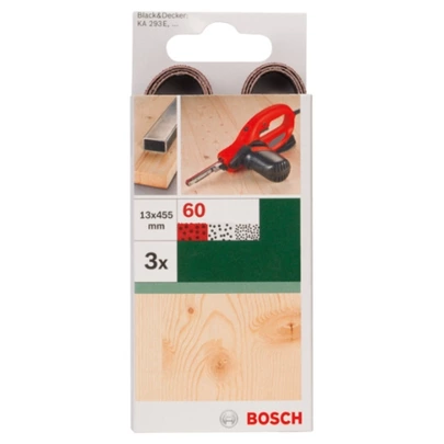 Set de 3 bandas de lija para Black+Decker Powerfile, calidad roja13 x 451 mm; G = 60, para madera