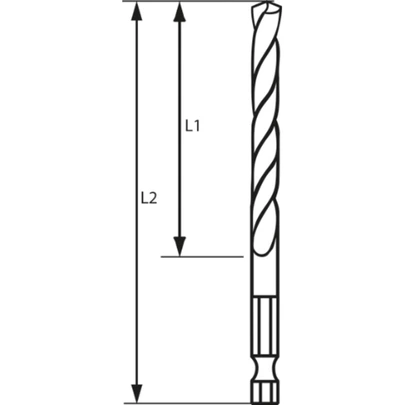 Broca helicoidal para madera HSS, vástago hexagonal de 12,0 mm