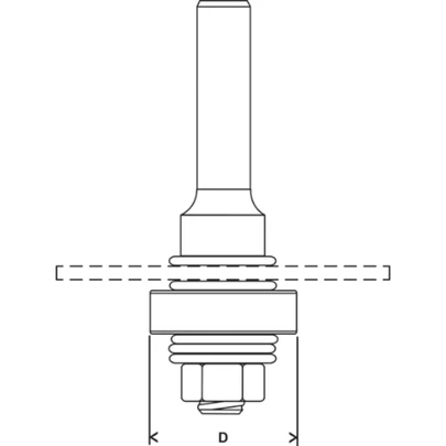 Vástago de inserción para cortador de ranuras con piloto para cojinete a bolas, 8 mm, D 22 mm, G 60,3 mm