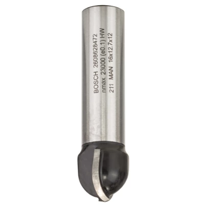 Fresa para medias cañas, 12 mm, R1 8 mm, D 16 mm, L 12,7 mm, G 54 mm