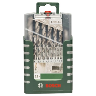 Set de 19 brocas para metal HSS-G, DIN 3381,0; 1,5; 2,0; 2,5; 3,0; 3,5; 4,0; 4,5; 5,0; 5,5; 6,0; 6,5; 7,0; 7,5; 8,0; 8,5; 9,0; 9,5; 10,