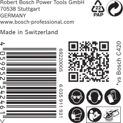 Papel de lija EXPERT C470 con 8 orificios para lijadoras excéntricas de 125 mm, G 40, 50 unidades