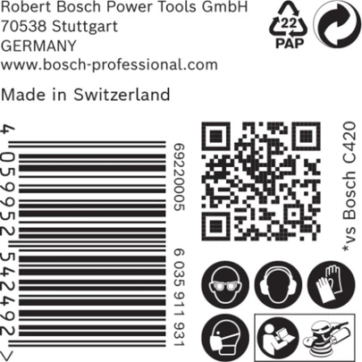 Papel de lija EXPERT C470 con 8 orificios para lijadoras excéntricas de 125 mm, G 100, 50 unidades