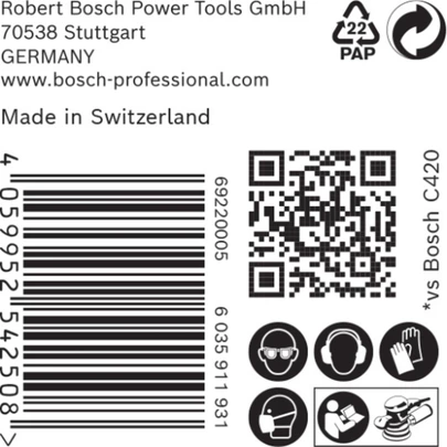 Papel de lija EXPERT C470 con 8 orificios para lijadoras excéntricas de 125 mm, G 120, 50 unidades