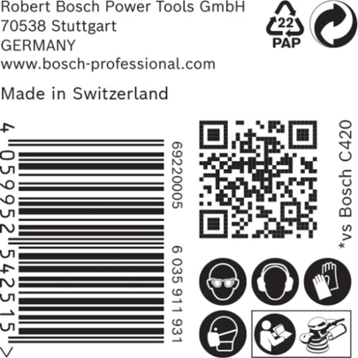Papel de lija EXPERT C470 con 8 orificios para lijadoras excéntricas de 125 mm, G 180, 50 unidades