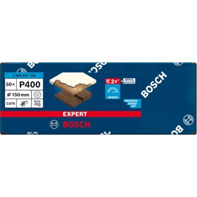 Papel de lija EXPERT C470 multiperforado para lijadoras excéntricas de 150 mm, G 400, 50 unidades